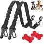 2 Pack Upgraded Dog Seat Belt, 2 in 1 Adjustable Dog Car Seatbelts with Bungee Buffer, Heavy Duty Reflective Nylon Elastic Pet Safety Belt Connect to Dog Harness in Vehicle Travel Daily Use by RuiChy