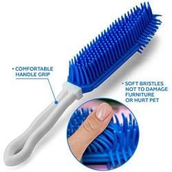 LuxPal Silicone Rubber Pet Grooming Massage Brush Shedding Hair & lint Removal for Dogs & Cats. Great for Car Seats, Carpets and Furniture (Blue)