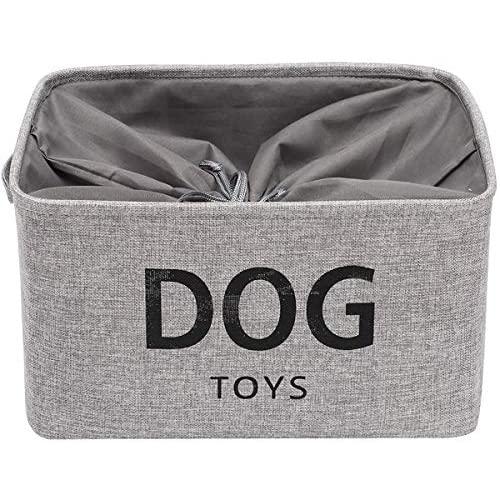 Geyecete Canvas Dog Treats Basket with a Drawstring Keep Away from dust -Foldable Dog Food Basket Basket for Dogs Treats Storage