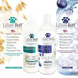 Lillian Ruff Berry Blue Brightening Face & Body Wash & Oatmeal Conditioner For Dogs and Cats - Tear Free With Aloe For Normal, Dry & Sensitive Skin – Remove Tear Stains Add Shine & Luster Coats
