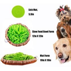 Dog Snuffle Mat Lick Pad Set, Dog Slow Eat Bowl Training Foraging, Fun to Use Design Durable and Machine Washable, Cats Dogs Feeding Mat Travel Us