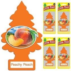 LITTLE TREES Car Air Freshener I Hanging Tree Provides Long Lasting Scent for Auto or Home I Peachy Peach, 24 Count, (4) 6-Packs