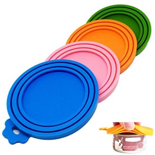 CuleedTec Silicone Pet Food Storage Can Lid Cover for Dog Cat Food, One Fits Three Standard Sizes Food-Grade Can Tops,Pack of 4