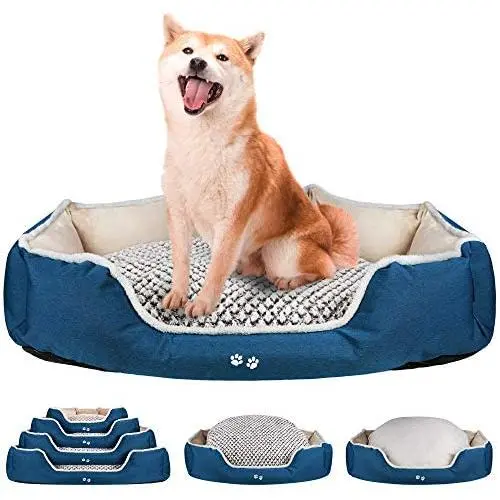KROSER Deluxe 25.5''/33''/41''/48'' Dog Bed with Reversible Pillow (Warm and Cool), Super Soft Sleeping Pet Bed, Machine Washable & Removable Covers, Non-slip Waterproof Bottom Sofa Bed for Dogs 25-110LBS KROSER Deluxe 25.5''/33''/41''/48'' Dog Bed with Reversible Pillow (Warm and Cool), Super Soft Sleeping Pet Bed, Machine Washable & Removable Covers, Non-slip Waterproof Bottom Sofa Bed for Dogs 25-110LBS