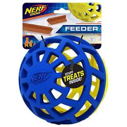 Nerf Dog 5 Inch Durable Treat Feeder Ball for Dogs, Blue/Green