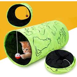 ocijf179 Cat Tunnel Folding Hanging Ball Interactive Toy Kitten Training Pet Supplies - Green
