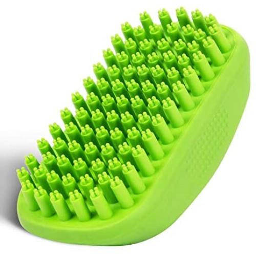 Premium Pet Shampoo Brush Great Grooming Curry Comb for Soothing and Massaging Dogs, Cats, Horse with Short or Long Hair - Soft Rubber Bristles Shedding/Washing Brush Gently Removes Loose & Shed Fur