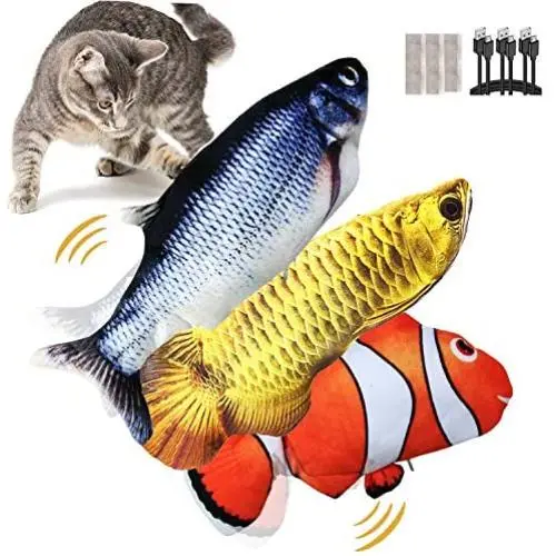 3 Pack Electric Fish Cat Toys,Rosyclo Flopping Fish Catnip Toy,Realistic Plush Simulation Floppy Fish,Self Moving Wiggle Fish,Pets Interactive Supplies Chew Pillow Kicker for Indoor Cats Kitty Kitten 3 Pack Electric Fish Cat Toys,Rosyclo Flopping Fish Catnip Toy,Realistic Plush Simulation Floppy Fish,Self Moving Wiggle Fish,Pets Interactive Supplies Chew Pillow Kicker for Indoor Cats Kitty Kitten