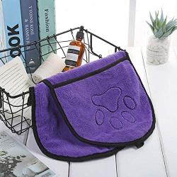 DaMohony Ultra-Absorbent Pet Bath Towel,Quick Dry Pet Drying Towel with Pocket.(Purple)