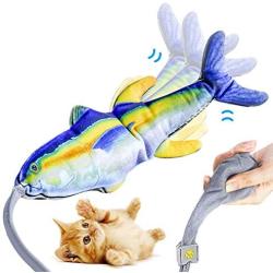 AnNido Moving Fish Cat Toy, Realistic Flopping Wagging Fish Cat Toy Catnip Kicker Toys, Funny Interactive Pets Pillow Chew Bite Kick Supplies for Cat Kitten Kitty