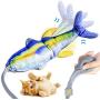 AnNido Moving Fish Cat Toy, Realistic Flopping Wagging Fish Cat Toy Catnip Kicker Toys, Funny Interactive Pets Pillow Chew Bite Kick Supplies for Cat Kitten Kitty