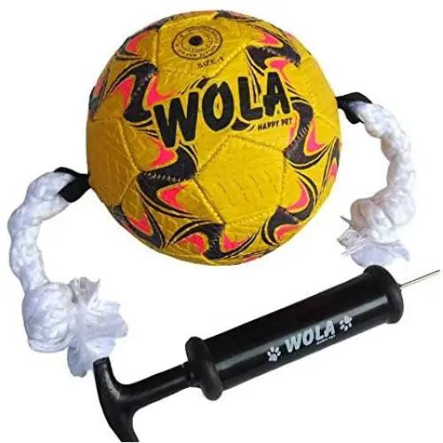 Wola Dog Soccer Ball, Size 1 with Free Pump, Made Out of 100% Natural Rubber, Non-Toxic Dog Toy - Rope & Tug Dog Toy Wola Dog Soccer Ball, Size 1 with Free Pump, Made Out of 100% Natural Rubber, Non-Toxic Dog Toy - Rope & Tug Dog Toy
