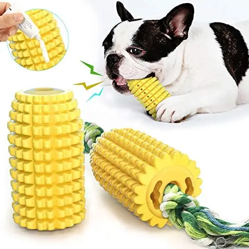 Tough Dog Toothbrush Chew Toys for Aggressive Chewers , Durable Corn Dog Rope Toy, Puppy Teething Indestructible Toys with Food Grade Rubber for Small Medium Dogs Tough Dog Toothbrush Chew Toys for Aggressive Chewers , Durable Corn Dog Rope Toy, Puppy Teething Indestructible Toys with Food Grade Rubber for Small Medium Dogs