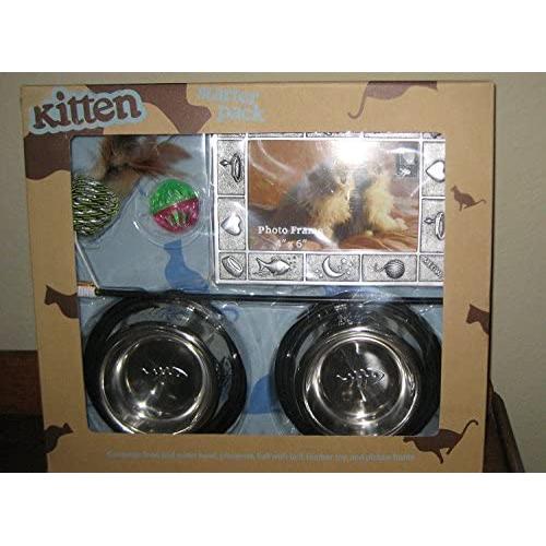 Genex CO80114 Kitten Starter Pack with Cat Bowls, Placemat, Toys, & Picture Frame