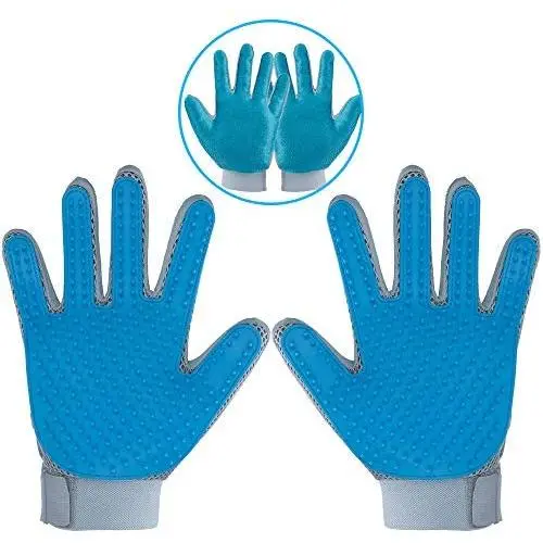 DELOMO Pet Hair Remover Gloves for Furniture, Pet Grooming Gloves Hair Removal for Dogs & Cats, 2 in 1 Function of Pet Deshedding & Hair Remover Glove with Five Finger Design, 1 Pair DELOMO Pet Hair Remover Gloves for Furniture, Pet Grooming Gloves Hair Removal for Dogs & Cats, 2 in 1 Function of Pet Deshedding & Hair Remover Glove with Five Finger Design, 1 Pair