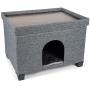 Pawristocrat Unique Multifunctional Pet House Ottoman with Tray Table - Folding Footrest Seat - Large Cat Cube Condo - Cat Bed for Indoor Pets - Houses for Cats and Small Dogs with Fully Washable Mat
