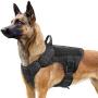 rabbitgoo Tactical Dog Harness for Large Dogs, Military Dog Harness with Handle, No-Pull Service Dog Vest with Molle & Loop Panels, Adjustable Dog Vest Harness for Training Hunting Walking, Black, L