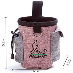 Dog Treat Bags Training Pouch Waist Pet Small Dog Bait Holder Animal Walking Snack Container Hiking Toys Pack Dispenser Carries Built-in Poop Bag Dispenser