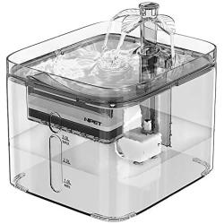 NPET Cat Water Fountain, 3L Automatic Pet Drinking Fountain Dog Water Dispenser with Quadruple-Action Filter (WF020 Transparent)