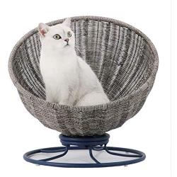 Moii Luxury Handmade Rattan cat Dog Bed/cat Basket condo cave. Rotatable pet House. Four Seasons Easy Clean cat Villa. Durable Comfortable Indoor Outdoor cat Puppy sleepping Bed