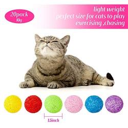 Sumind 20 Pieces Cat Toys Balls with Bells Interactive Cat Exercise Toy Cat Play Balls Pet Toys of Keeps Busy for Cat (Assorted Color)