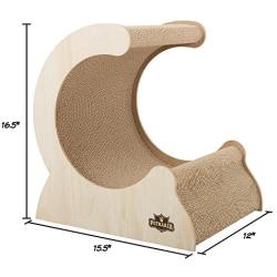 Cat Scratching Post- Wood and Cardboard Incline Vertical Scratcher Station for Kittens and Large Cats, Furniture Scratch Deterrent by PETMAKER