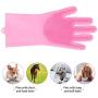 Pet Grooming Gloves Hair Removal,Dog and Cat Brush Dog Bathing Shampoo Gloves Silicone High Density Eco-Friendly for Cats,Dogs&Horses Pink Anti-Bite & Anti-Scratch