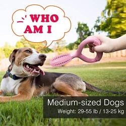 Pawaboo Dog Toothbrush Chew Toys, Rubber Toothbrush Stick Teeth Cleaning Dental Care Massager, Multifunctional Interactive Tug Chew Toys with Handle for Medium Dogs Puppies, Medium Size