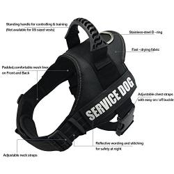 Fairwin Service Vest Dog Harness - Adjustable Nylon with Removable Reflective Patches for Service Dogs Large Medium Small Sizes