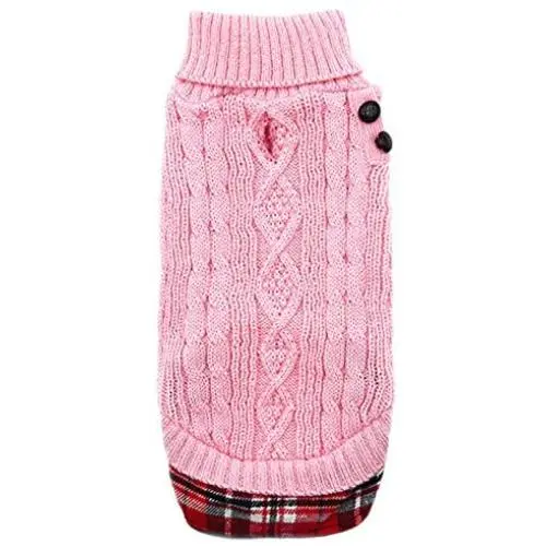 kyeese Small Dog Sweaters with Leash Hole Gingham Patchwork Doggie Sweater Knitwear Pullover Warm Pet Sweater for Fall Winter kyeese Small Dog Sweaters with Leash Hole Gingham Patchwork Doggie Sweater Knitwear Pullover Warm Pet Sweater for Fall Winter