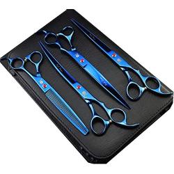 Purple Dragon 8 Inch Professional Pet Grooming Scissors Sets Dog Grooming Shear 1 Pc STRAIHT & 1 PcTHINNING & 2 Pcs Curved Scissors