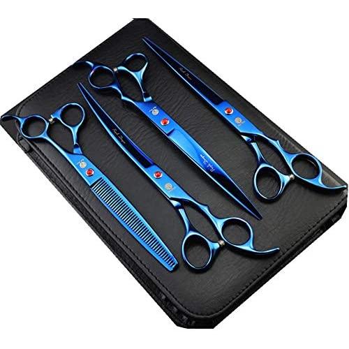 Purple Dragon 8 Inch Professional Pet Grooming Scissors Sets Dog Grooming Shear 1 Pc STRAIHT & 1 PcTHINNING & 2 Pcs Curved Scissors