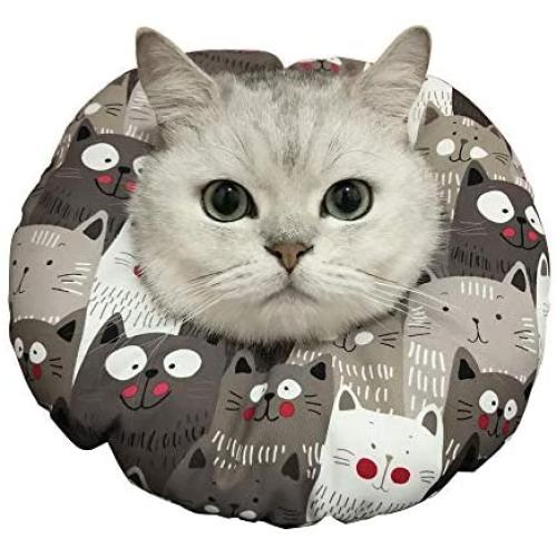USAMS Adjustable Cat Recovery Collar, Waterproof Neck Elizabethan Cone After Surgery, Wound Healing Protective Soft Edge for Pets/Kitten/Cats/Small Dogs