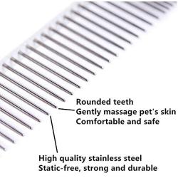 DOMEI Professional Dog Grooming Steel Combs, Stainless Steel Dog Combs for Grooming, Greyhound Comb for Dogs Professional