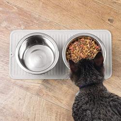 mDesign Premium Quality Pet Food and Water Bowl Feeding Mat for Cats and Kittens - Waterproof Non-Slip Durable Silicone Placemat - Raised Edges, Food Safe, Non-Toxic - Small - Clear