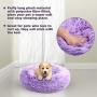 Mictovin Round Donut Dog Bed Cat Beds, Gradient Color Plush Calming Pet Bedding, Marshmallow Faux Fur Cat Bed Pillow Cuddler for Small Dogs (20'' x 20'', Purple)