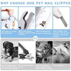 LByzHan Dog Cat Nail Clippers Toenail Clippers with Ultra Bright LED Light and Safety Lock, Pet Nail Trimmers with Nails Collector, Foldable Nail File, Suitable for Small Medium and Large Breeds
