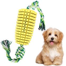 TOPTEAM Dog Chew Toys for Aggressive Chewers Toothbrush Teeth Cleaning Dog Chew Toys Interactive Pet Corn Toys with Rope Clean Teeth Bad Breath Durable Chewing for Puppy, Small & Medium Dogs