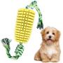 TOPTEAM Dog Chew Toys for Aggressive Chewers Toothbrush Teeth Cleaning Dog Chew Toys Interactive Pet Corn Toys with Rope Clean Teeth Bad Breath Durable Chewing for Puppy, Small & Medium Dogs