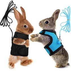 SATINIOR 2 Pieces Guinea Pig Harness and Leash Ferret Rats Hamster Soft Mesh Harness Leash Vest Set with Bell for Small Pet Rabbit Iguana Squirrel Chinchilla