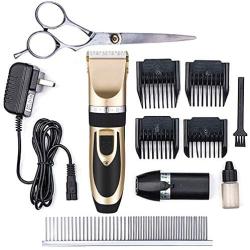 Meric Complete Pet Grooming Kit, Quiet Fur Clipping Set, Contains 4 Comb Attachments, Cleaning Brush and Lubricating Oil, Trims Fur of Dogs, Cats & Other Family Pets