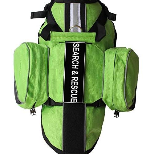 haoyueer Latest Search & Rescue Service Dogs Backpack Harness Vest Removable Saddle Bags with Label Patches