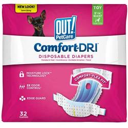 OUT! Pet Care Disposable Female Dog Diapers | Absorbent with Leak Proof Fit | Toy, 32 Count