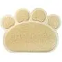 MaruPet Solid Paw Print Cat Litter Mat Non-Slip Pet Paw Shape PVC Mat Placemat for Dog&Cats 17.7''x23.6''/45x60cm Beige