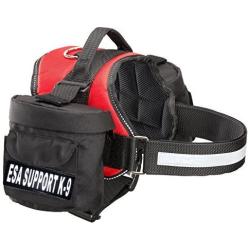 Doggie Stylz ESA Harness with 2 Removable Saddle Bags. 2 Reflective Removable Patches. Please Measure Dog Before Ordering.
