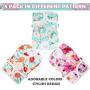 PUPTECK Floral Dog Diapers Female 3 Pack - Reusable and Washable, Highly Absorbent with Strong Velco & Adjustable Elastic Band for Puppies Doggies