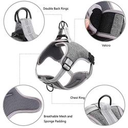 DUDU PE No Pull Dog Harness Reflective Adjustable Vest, Soft Mesh Padded Pet Vest for Walking Training Running, Suitable for Small Medium Large Dog [Easy to Put on & Take Off]