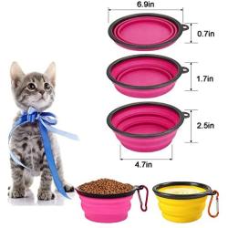Homesun Collapsible Dog Bowl, 2 Pack Collapsible Dog Water Bowls for Cats Dogs, Portable Pet Feeding Watering Dish for Walking Parking Traveling with Free Carabiner