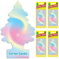 LITTLE TREES Car Air Freshener I Hanging Tree Provides Long Lasting Scent for Auto or Home I Cotton Candy, 24 Count, (4) 6-Packs