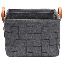 Medium Felt Dog Toy Box, Dog Toy Chest, Dog Storage Basket - Perfect for organizing pet Toys, Blankets, leashes, Coat and Dry Dog Treats - Grey